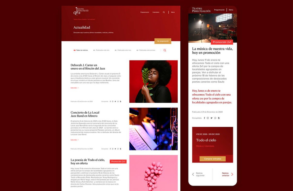 Web design and coding for Fundación Auditorio Teatro LPGC